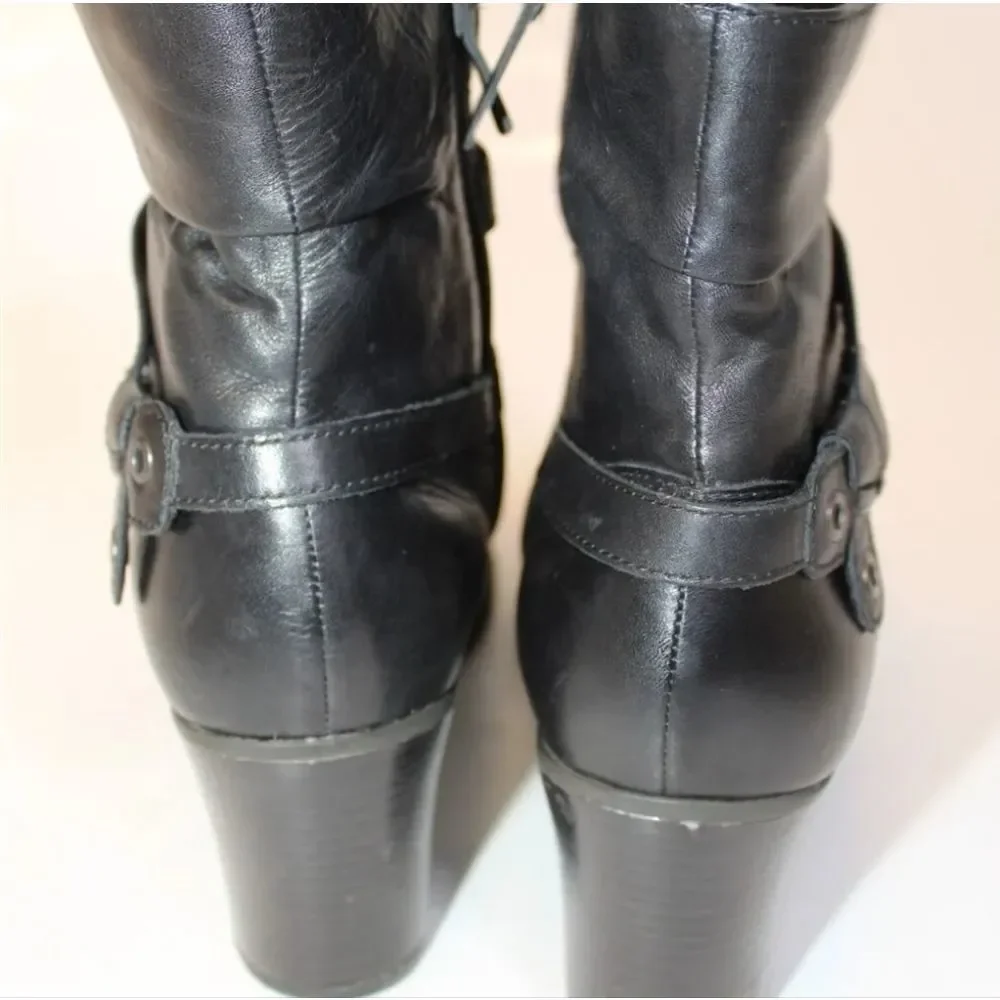 Tamaris Womens Size 9 40 GENUINE Leather Zip Heeled Belted Ankle Boots Booties - Picture 7 of 9